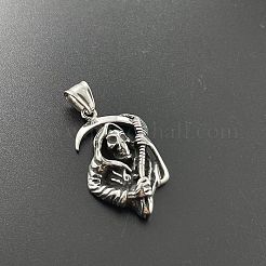 Punk schädel sensenmann scythe 304 edelstahl anhänger halsketten hip-hop trendy männer schmuck&nbsp;ZE8864