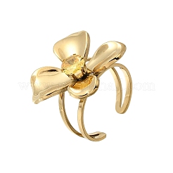 Anelli aperti con polsino in acciaio inossidabile 304 con micro pavé di zirconi cubici per donna&nbsp;RJEW-A103-01G-01