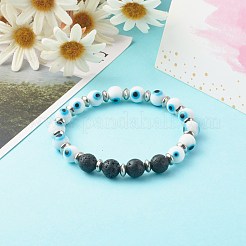 Braccialetti elasticizzati fatti a mano con perline malocchio&nbsp;BJEW-JB06466-04