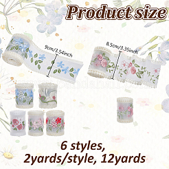 12 Yards 6 Stile Polyester-Seidenstickband&nbsp;DIY-NB0014-02A