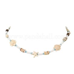 Collane estive da spiaggia con stelle marine sintetiche tinte di turchese&nbsp;NJEW-JN06503