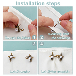 8 Paar verstellbare Jeans-Anstecker mit Sternmotiv aus Zinklegierung und Harz in zwei Farben&nbsp;FIND-FH0016-81