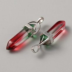 Doppelte spitze Anhänger aus Glas&nbsp;G-WH0016-41F