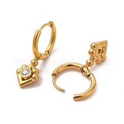 Aretes colgantes de rombos con rhinestone de cristal&nbsp;EJEW-P219-22G
