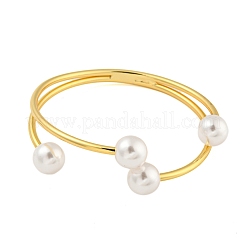 Braccialetti con placcatura in ottone e plastica ABS rotonda con perle imitazione&nbsp;BJEW-Q347-02G