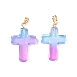 Pendenti in vetro trasparente bicolore&nbsp;GLAA-A004-02F
