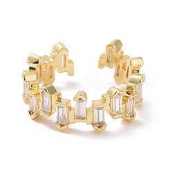 Anello polsino aperto rettangolo con zirconi chiari&nbsp;RJEW-P032-11G