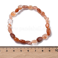 Pulseras elásticas de cuentas de cuarzo rojo natural para mujer&nbsp;BJEW-Z158-02B-02