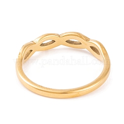 PVD-Vakuumplattierter Infinity-Fingerring aus Edelstahl 304 mit klarem Zirkonia für Damen&nbsp;RJEW-C086-02-G
