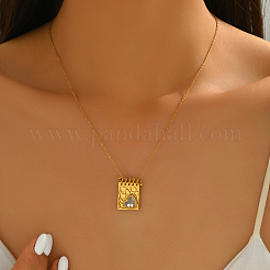 Colliers en acier inoxydable avec pendentif en forme de cœur creux et pavé de zircones cubiques transparentes&nbsp;WV7130