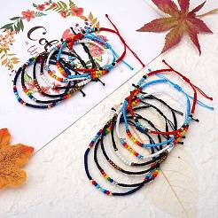 14 Stück 14 Stile Glasperlen & geflochtene Perlenarmbänder und Fußkettchen-Set aus Edelstahl 303&nbsp;SJEW-SW00003-07