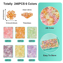 240 pièce de 6 couleurs de capuchons de perles acryliques transparents plaqués UV&nbsp;OACR-TA0002-95
