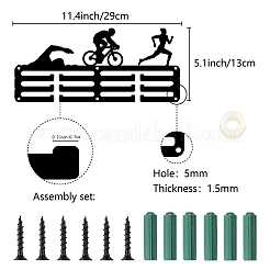 Espositore da parete con porta medaglie in ferro a tema sportivo&nbsp;ODIS-WH0055-151