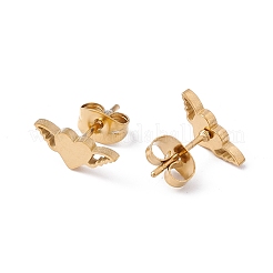 Orecchini a bottone a forma di cuore con ala in acciaio inossidabile 304 per donna&nbsp;EJEW-E163-05G