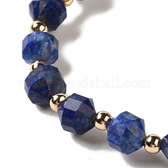 Facettierte natürliche Lapislazuli-Stretchperlenarmbänder&nbsp;BJEW-P318-01G-05