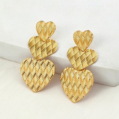 201 Edelstahl-Ohrstecker mit Herzanhänger&nbsp;EJEW-D084-16G