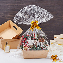 Sachets d'emballage de bonbons rectangulaires en cellophane transparent avec plateau en papier trapézoïdal et ruban&nbsp;AJEW-WH0434-79