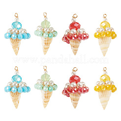 8 ciondolo in vetro e conchiglia di 4 colori&nbsp;PALLOY-TA00383