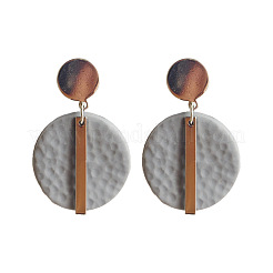 Boucles d'oreilles pendantes rondes et plates en argile polymère et laiton rectangulaires&nbsp;FS-WG657FE-01