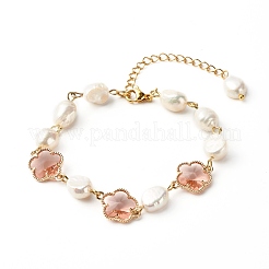 Pflaumenblüten-Blumen-Glasglied-Armbänder für Teenager-Mädchen-Frauen&nbsp;X1-BJEW-TA00017
