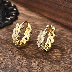 Orecchino a cerchio huggie a zirconi cubici in micro zircone d'ottone&nbsp;EJEW-N011-03G