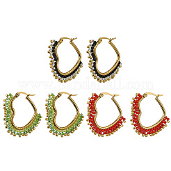 Boucles d'oreilles créoles en verre pour femmes&nbsp;EJEW-MZ00797