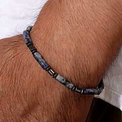 Braccialetti elastici con perline di diaspro blu naturale per uomo&nbsp;GQ6598