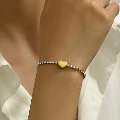 Elegante Herz 201 Edelstahl Strass Cup Ketten funkelnde Armbänder für Frauen tägliche Party&nbsp;ZW4725