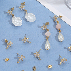 5 paire de boucles d'oreilles à tige en laiton avec micro pavé de zircones cubiques&nbsp;KK-BBC0020-84