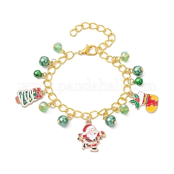 Bracelets à breloques en alliage émaillé de Noël&nbsp;BJEW-JB12076-03