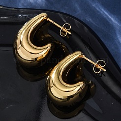 Boucles d'oreilles à tige en acier inoxydable 304 en forme de J&nbsp;EJEW-A125-25G