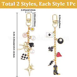 2 pièces 2 styles de décorations de pendentif en alliage d'émail&nbsp;HJEW-BM0001-46C