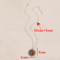 Halsketten aus einer Legierung mit Tigeraugenblumenanhänger für Damen&nbsp;FS-WGB1948-01