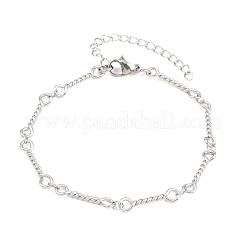 Pulseras de cadena de eslabones trenzados de acero inoxidable 304 para mujer&nbsp;BJEW-A160-09P
