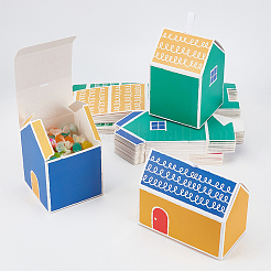32 Stück 4 Arten hausförmige faltbare Geschenkboxen aus Kartonpapier&nbsp;CON-NB0002-23