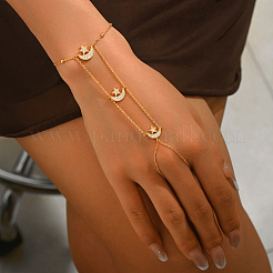 Stern-Mond-Armbänder aus Messing mit Mikropavé-Fassung und klaren Zirkonia für Damen&nbsp;KH7089
