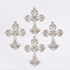 Legierung Rhinestone-Kreuz große Anhänger&nbsp;ALRI-1475-S-NR