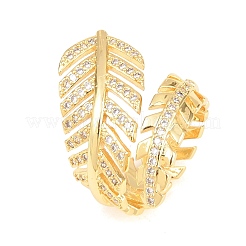 Anelli aperti con polsino in ottone micro pavé di zirconi cubici per donna&nbsp;RJEW-F211-01G