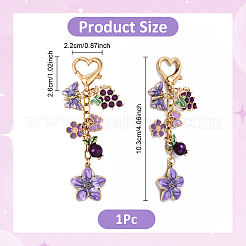 Decorazioni pendenti in lega smaltata con farfalla e fiore d'uva&nbsp;HJEW-YW00149