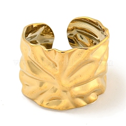 Bague de manchette ouverte martelée en acier inoxydable 304 avec placage ionique (IP)&nbsp;RJEW-A043-09G