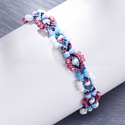 Braccialetti di perline intrecciate con semi di vetro e fiori per le donne frineds&nbsp;BJEW-F493-10B