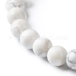 Set di braccialetti elastici con perline rotonde in howlite naturale e roccia lavica&nbsp;BJEW-JB06982-02