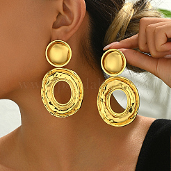 Pendientes colgantes de latón ovalado hueco de estilo francés vintage&nbsp;CE9970