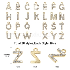 26 Stück 26 Stile goldene Ton Legierung Strass Anhänger&nbsp;FIND-FS0003-26