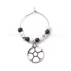 Bague ronde en perles acryliques avec breloques en verre de vin&nbsp;AJEW-JO00172
