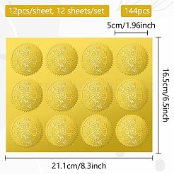 12 Blatt selbstklebende Aufkleber mit Goldfolienprägung&nbsp;DIY-WH0451-033
