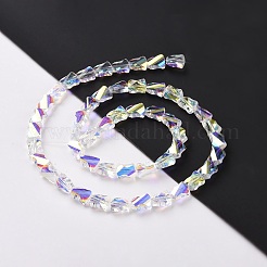 Brins de perles de verre transparentes plaquées à facettes&nbsp;GLAA-G092-A04
