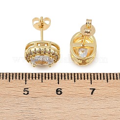 Latón micro pave aretes de circonita cúbica transparente&nbsp;EJEW-Z128-01G-03