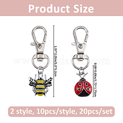 20 stücke 2 stil legierung emaille insekten anhänger dekorationen&nbsp;HJEW-FH00261