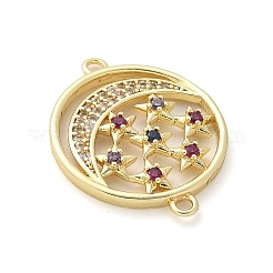 Ciondoli connettore in ottone con micro pavé di zirconi colorati&nbsp;KK-Z095-01G-01